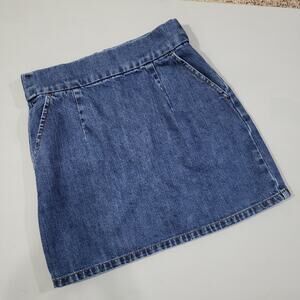 Topshop Moto Denim Mini Skirt W25 Casual jean skirt pockets Cotton Short a line